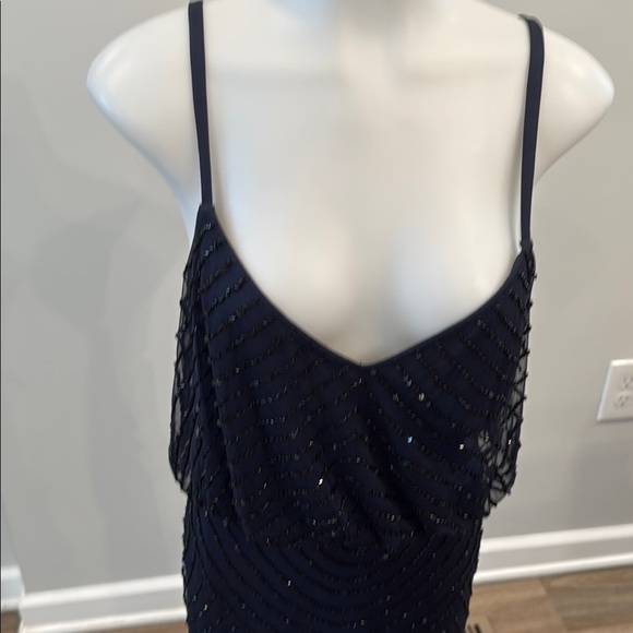 *flawed Adrianna Papell US 4 Navy Beaded Dress - Picture 3 of 11